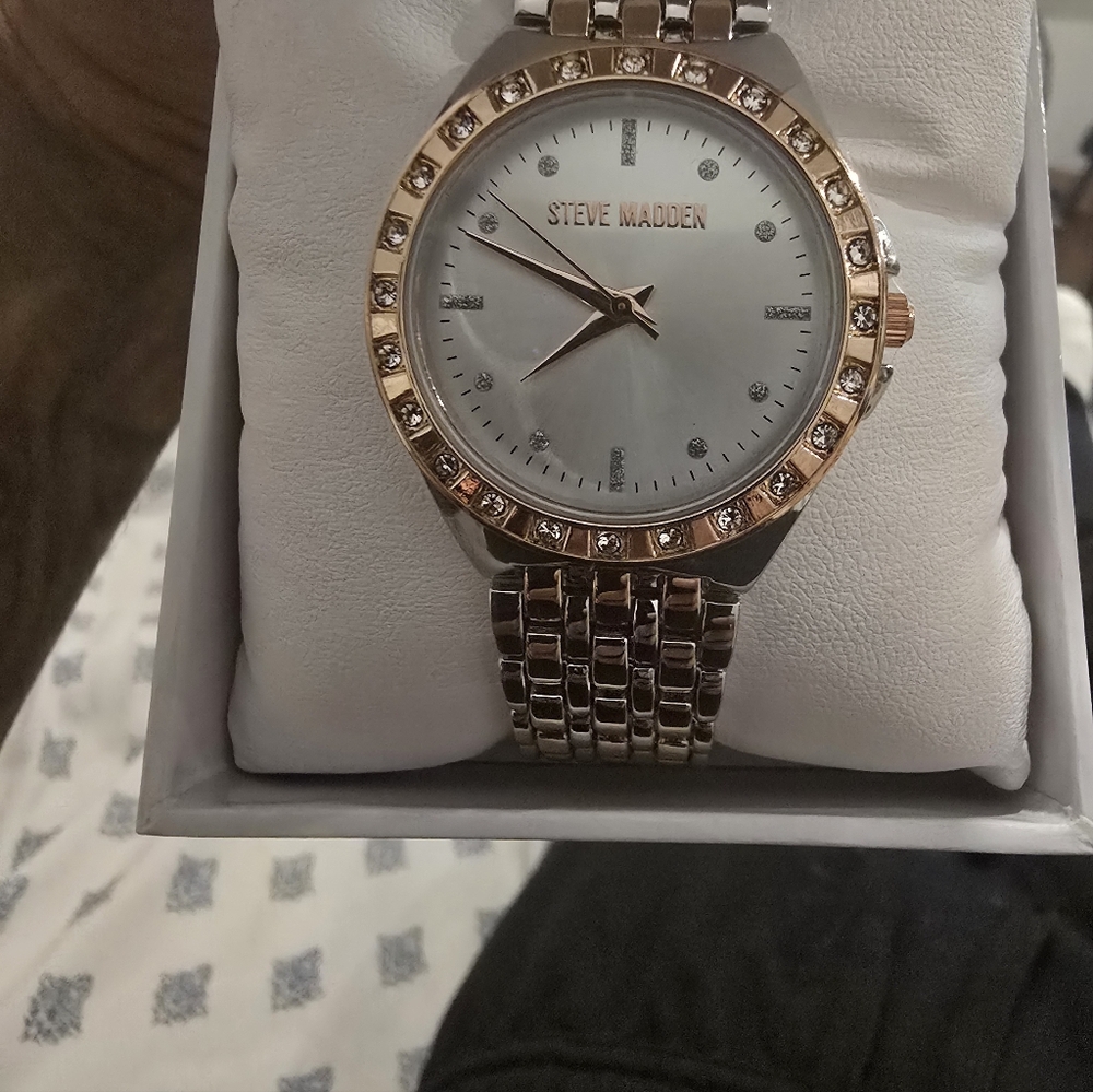 Steve Madden Women's Gold and Silver Crystal Watch BRAND NEW